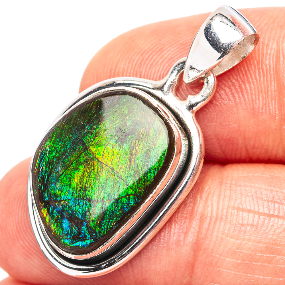 Premium Canadian Ammolite Pendant 1 1/4" (.925 Sterling Silver)