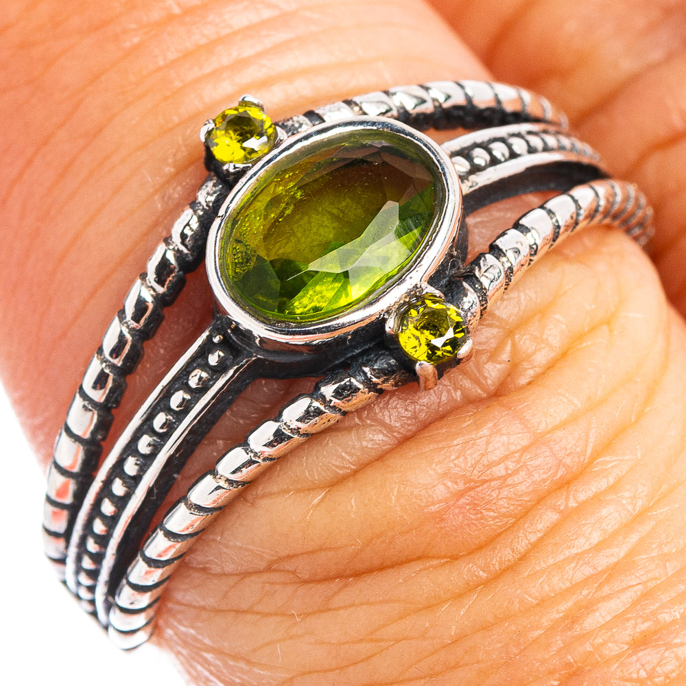 Peridot Dainty Ring Size 7.75 (.925 Sterling Silver)