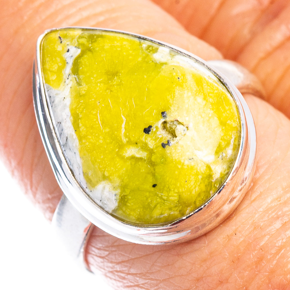 Lizardite Ring Size 7.75 (.925 Sterling Silver)