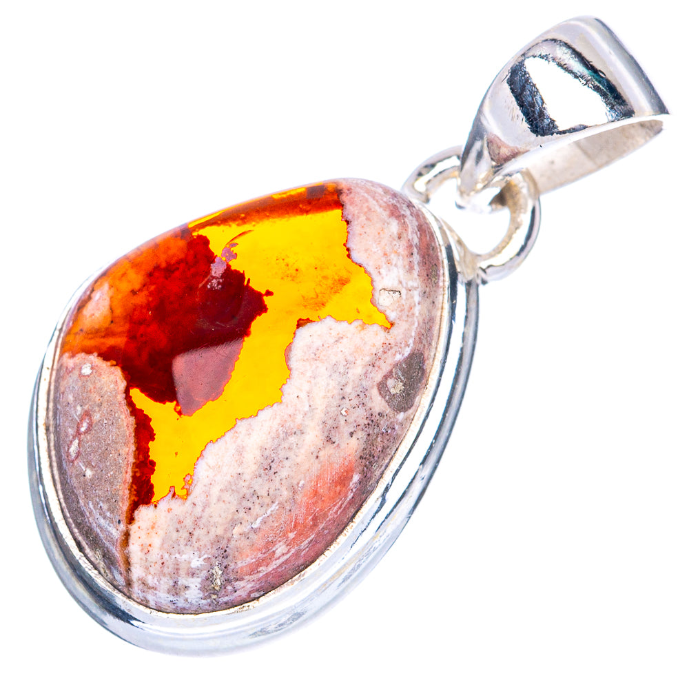 Rare Mexican Fire Opal Pendant 1 1/8" (925 Sterling Silver) P41717