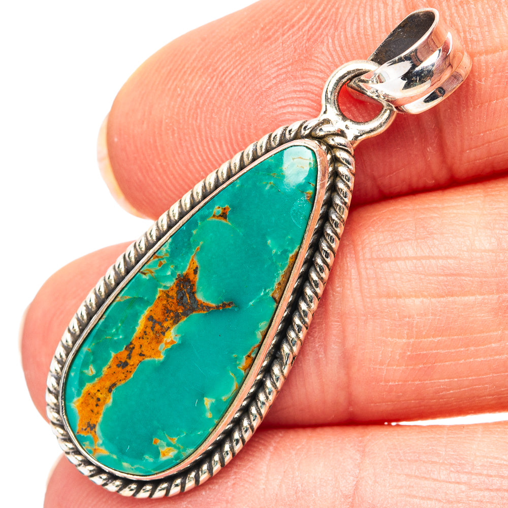 Royston Turquoise Pendant 1 5/8" (.925 Sterling Silver)