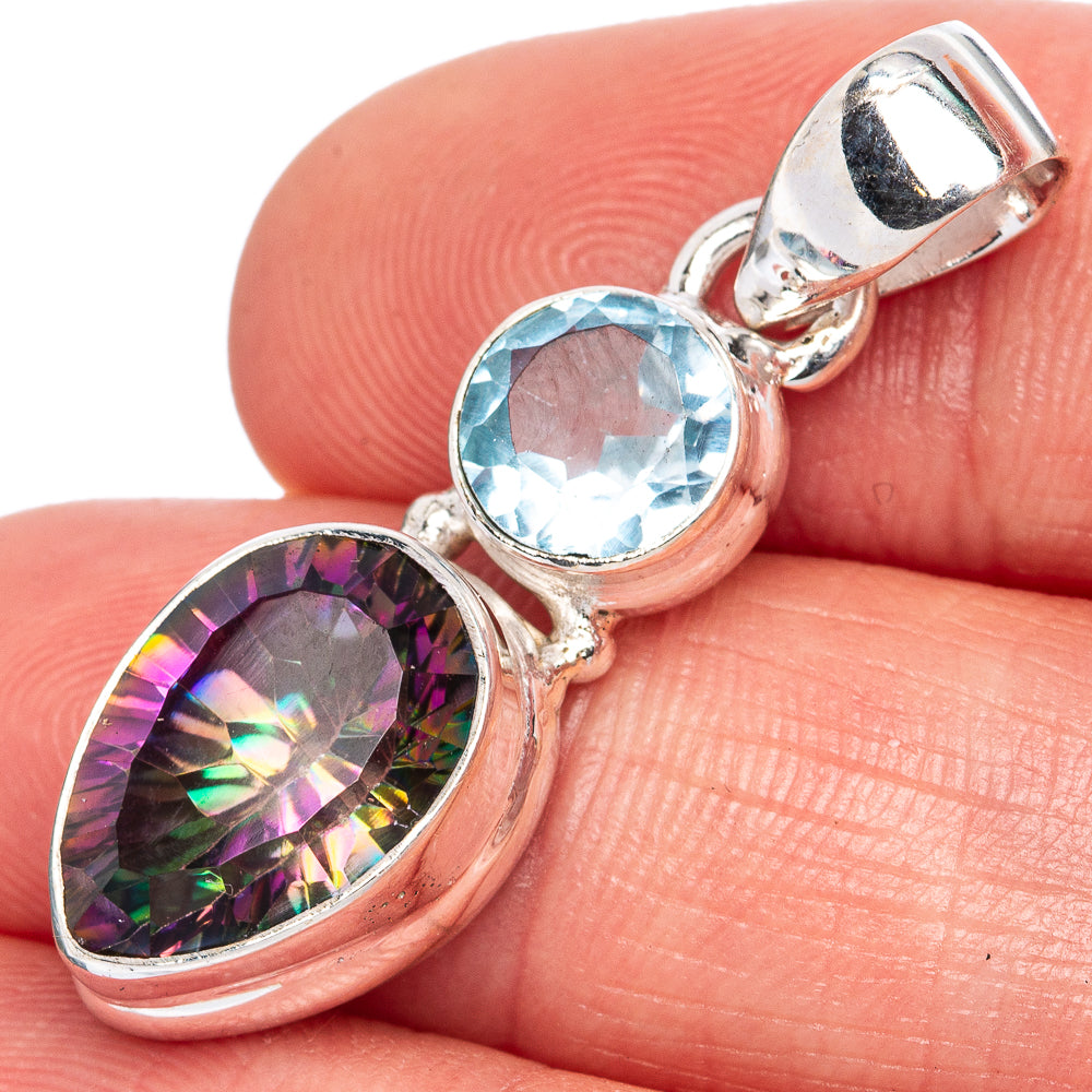 Mystic Topaz, Blue Topaz Pendant 1 3/8" (925 Sterling Silver) P42038