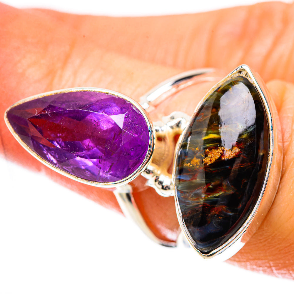 Pietersite, Amethyst Ring Size 6.5 (925 Sterling Silver) RING137948
