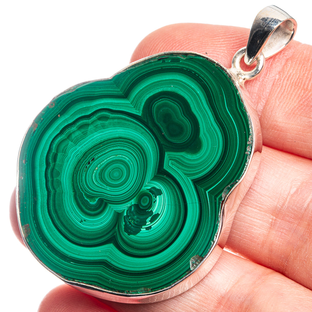 Malachite 925 Sterling Silver Pendant 2"