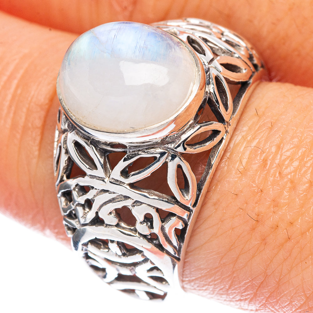Rainbow Moonstone Ring Size 8.5 (925 Sterling Silver) R2900