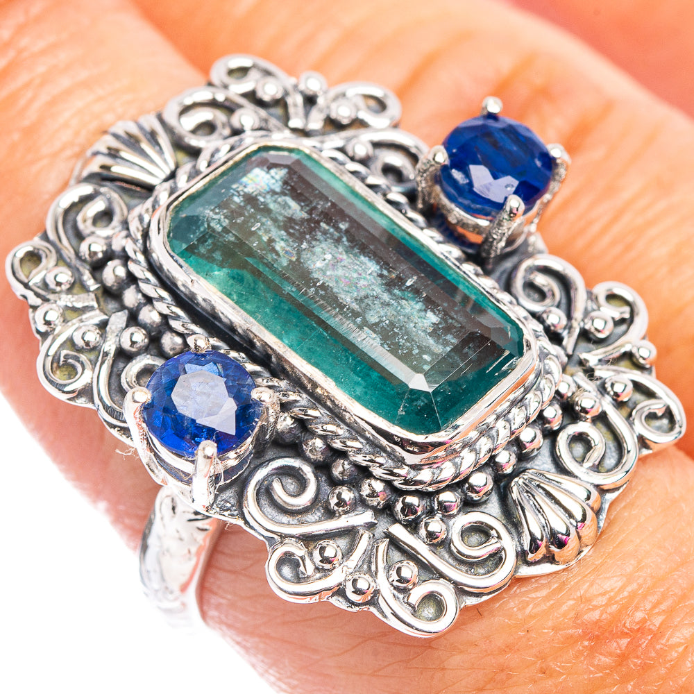 Signature Green Fluorite, Kyanite Ring Size 7.75 (.925 Sterling Silver)