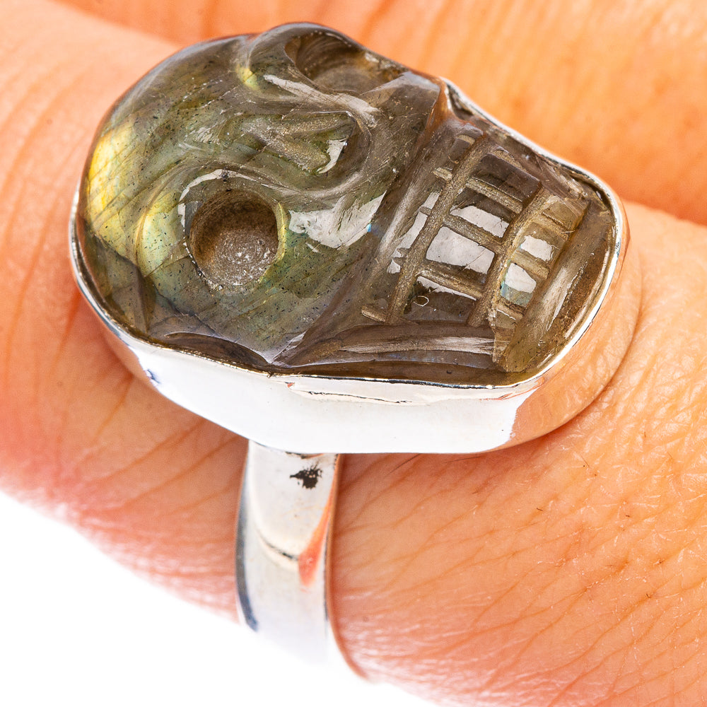 Labradorite Skull Ring Size 8.25 (925 Sterling Silver) R146817