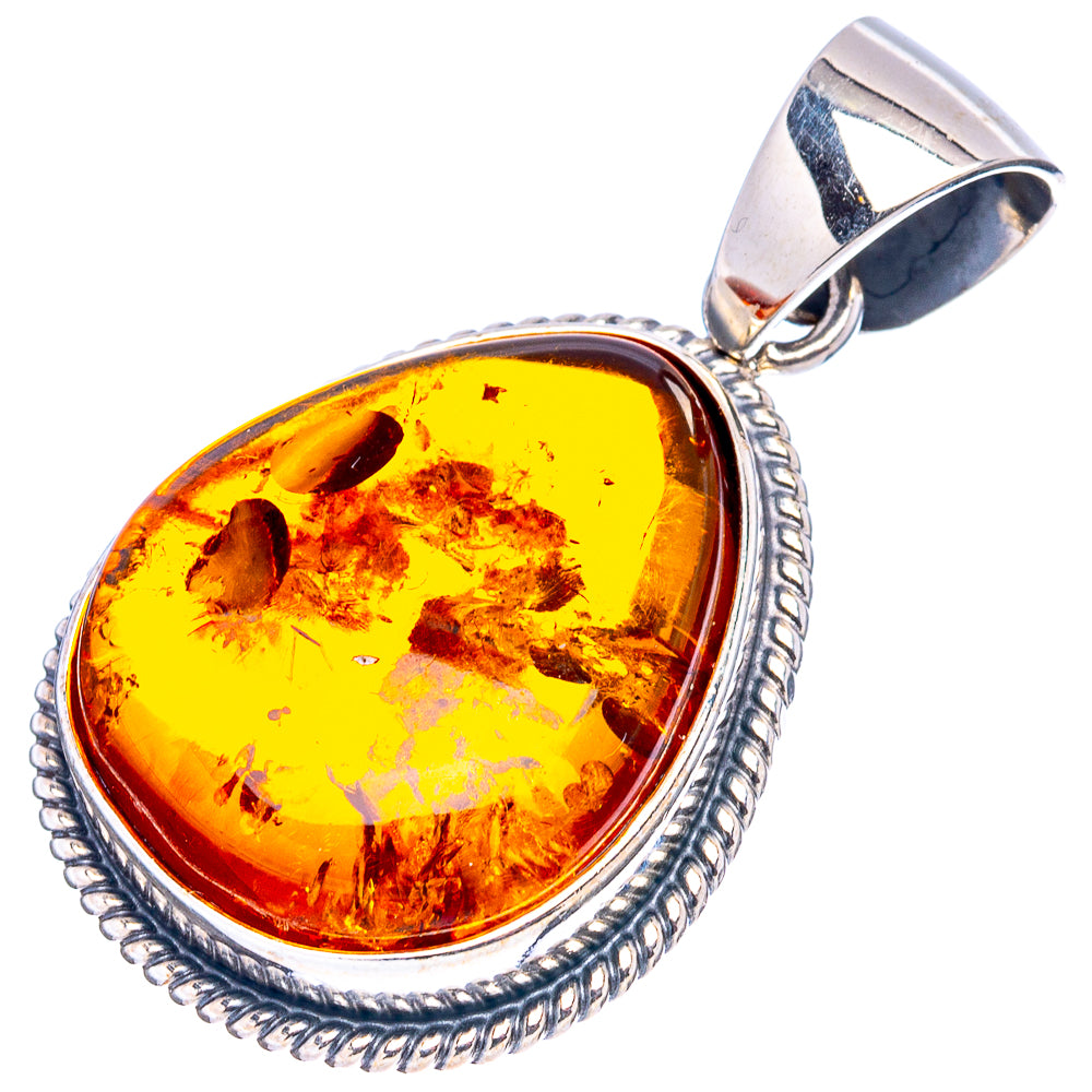 Baltic Amber Pendant 1 1/2" (.925 Sterling Silver)