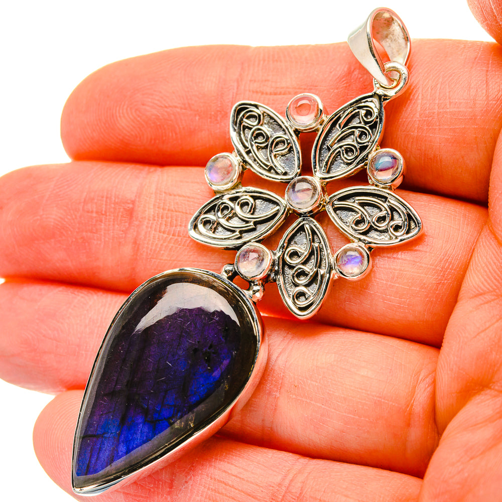 Signature Labradorite, Rainbow Moonstone Pendant 2 5/8" (925 Sterling Silver) PD37843