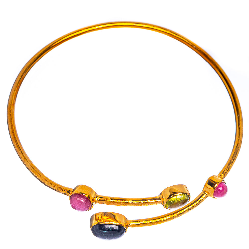 Black Onyx, Pink Tourmaline, Peridot Cuff Bracelet 7 To 8" (925 Sterling Silver) BR90343