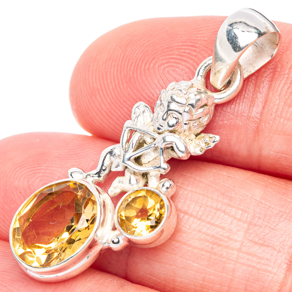 Faceted Citrine Angel Pendant 1 3/8" (925 Sterling Silver) P41086