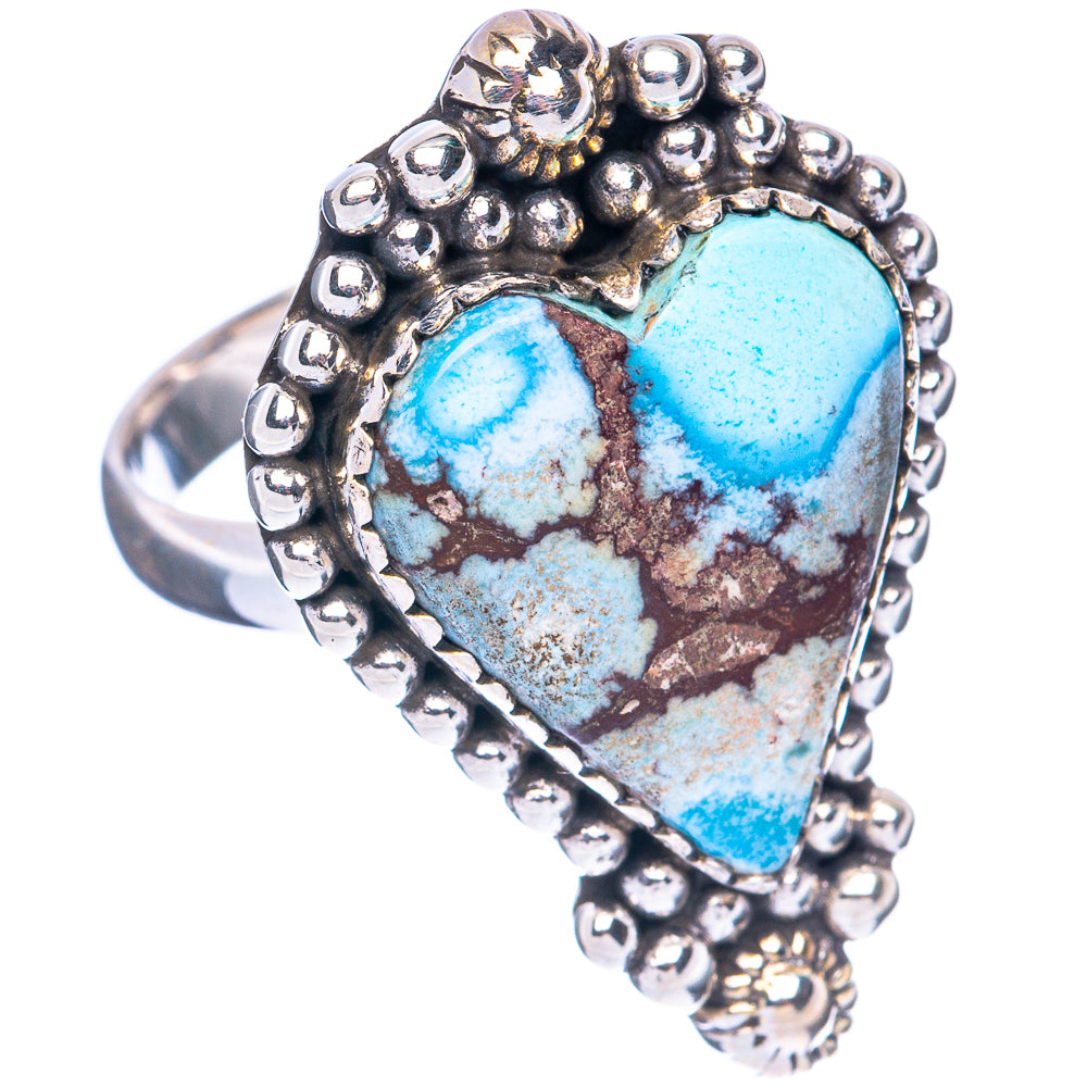 Rare Golden Hills Turquoise Heart Ring Size 8 (925 Sterling Silver) R2868