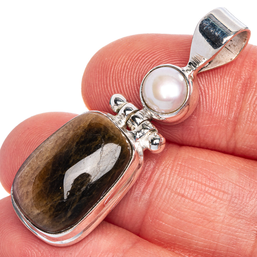 Tourmaline, Cultured Pearl Pendant 1 5/8" (925 Sterling Silver) P40704