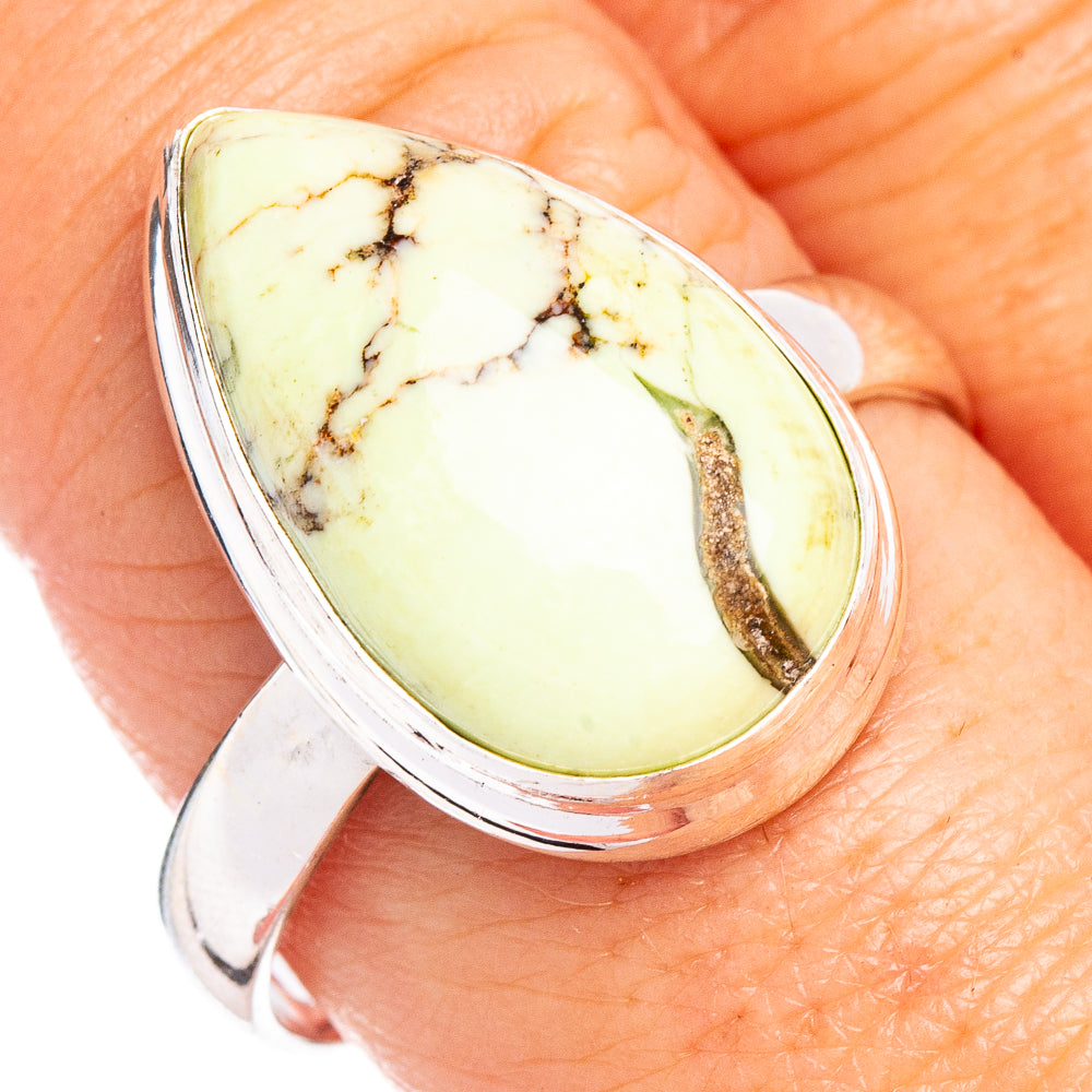 Lemon Chrysoprase Ring Size 10 (.925 Sterling Silver)