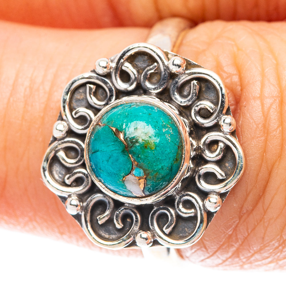 Blue Copper Composite Turquoise Ring Size 6.75 (925 Sterling Silver) R5649