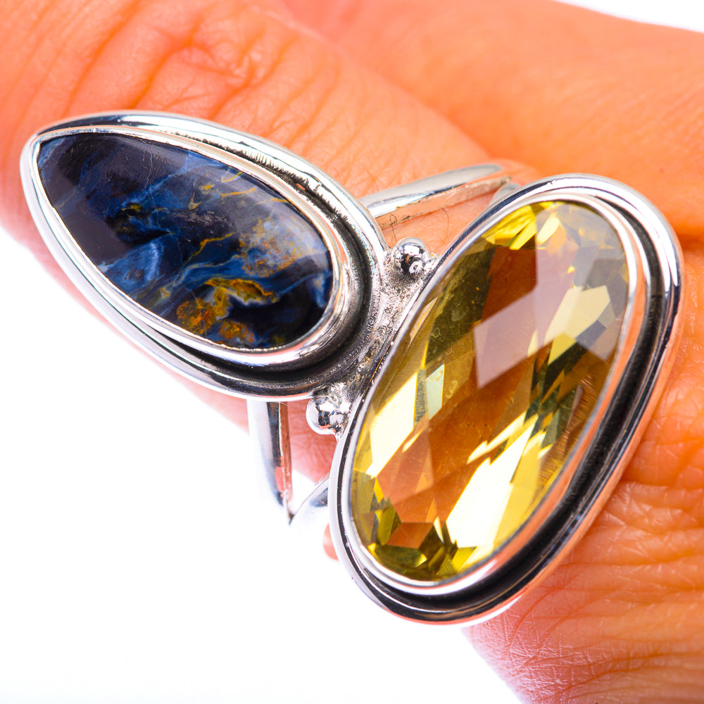 Large Faceted Citrine, Pietersite Ring Size 11 (925 Sterling Silver) RING140015