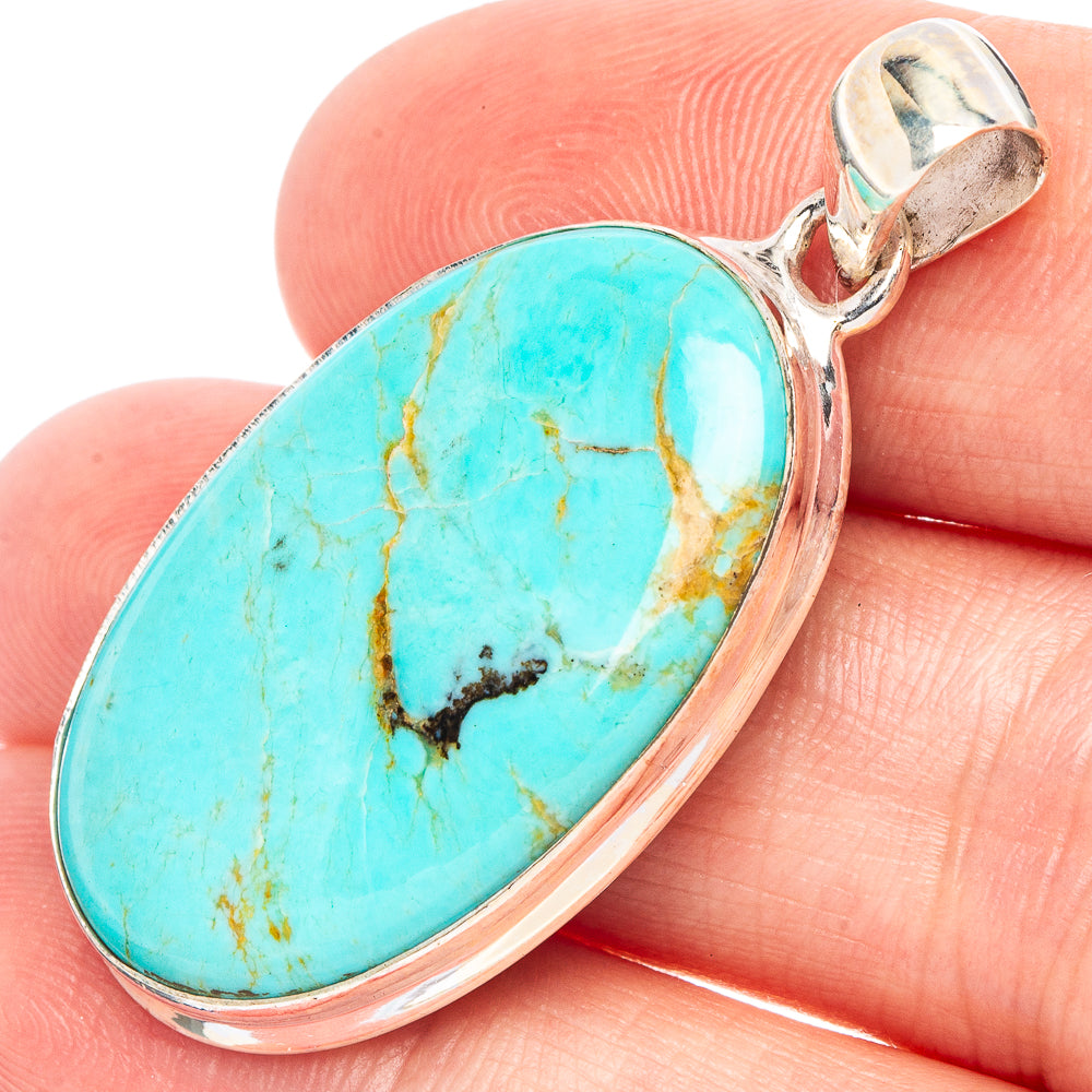 Rare Kingman Turquoise Pendant 1 5/8" (925 Sterling Silver) P44694