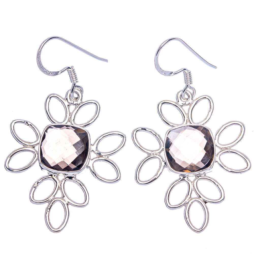 Premium Smoky Quartz Earrings 1 3/4" (925 Sterling Silver) E1191