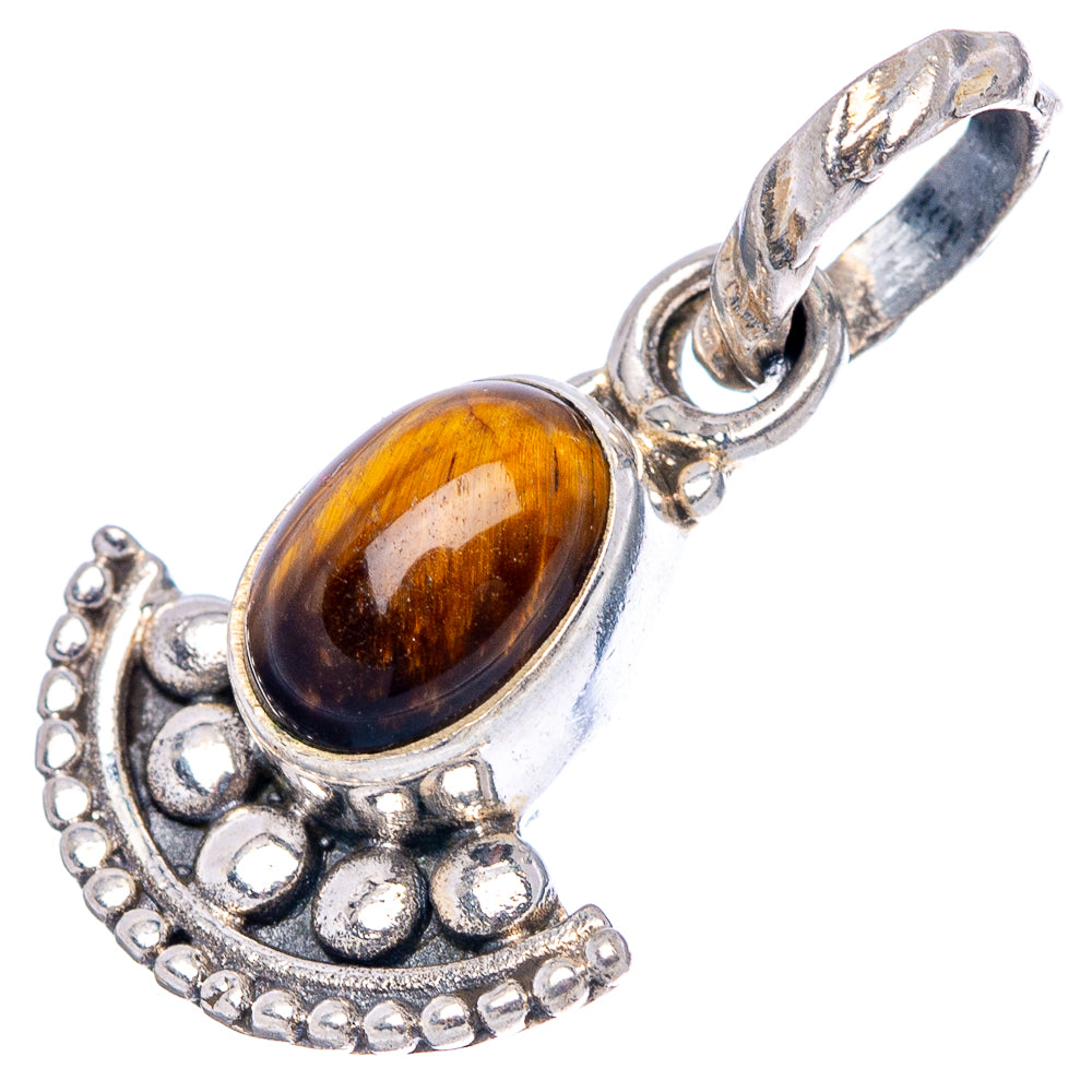 Dainty Tiger's Eye Pendant 7/8" (.925 Sterling Silver)