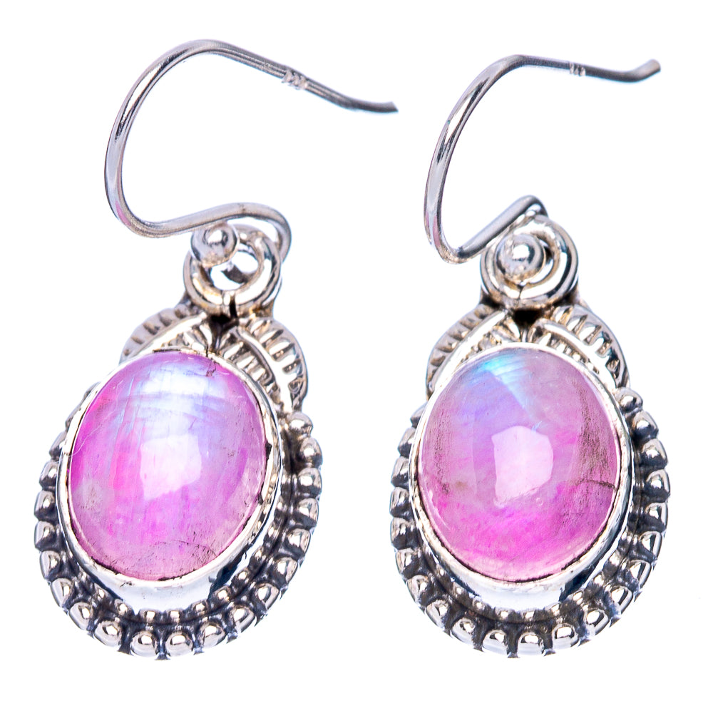Pink Moonstone Earrings 1 1/4" (925 Sterling Silver) E1419
