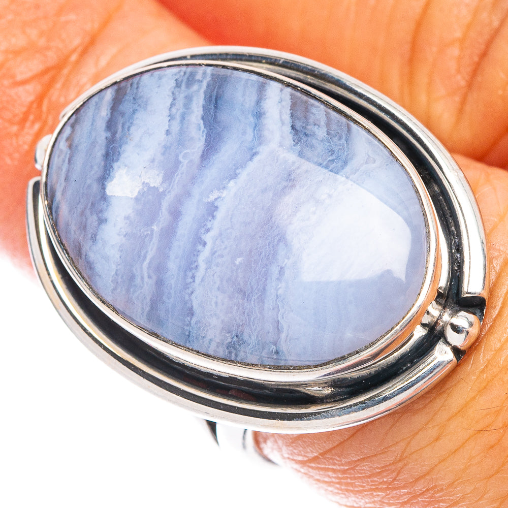 Blue Lace Agate Ring Size 6.25 (925 Sterling Silver) R6994