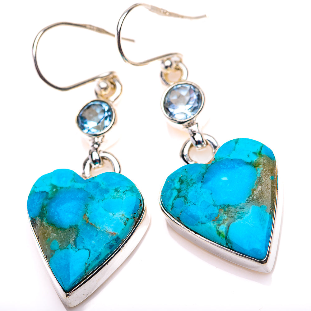 Chrysocolla, Blue Topaz Earrings 1 5/8" (925 Sterling Silver) EARR432203