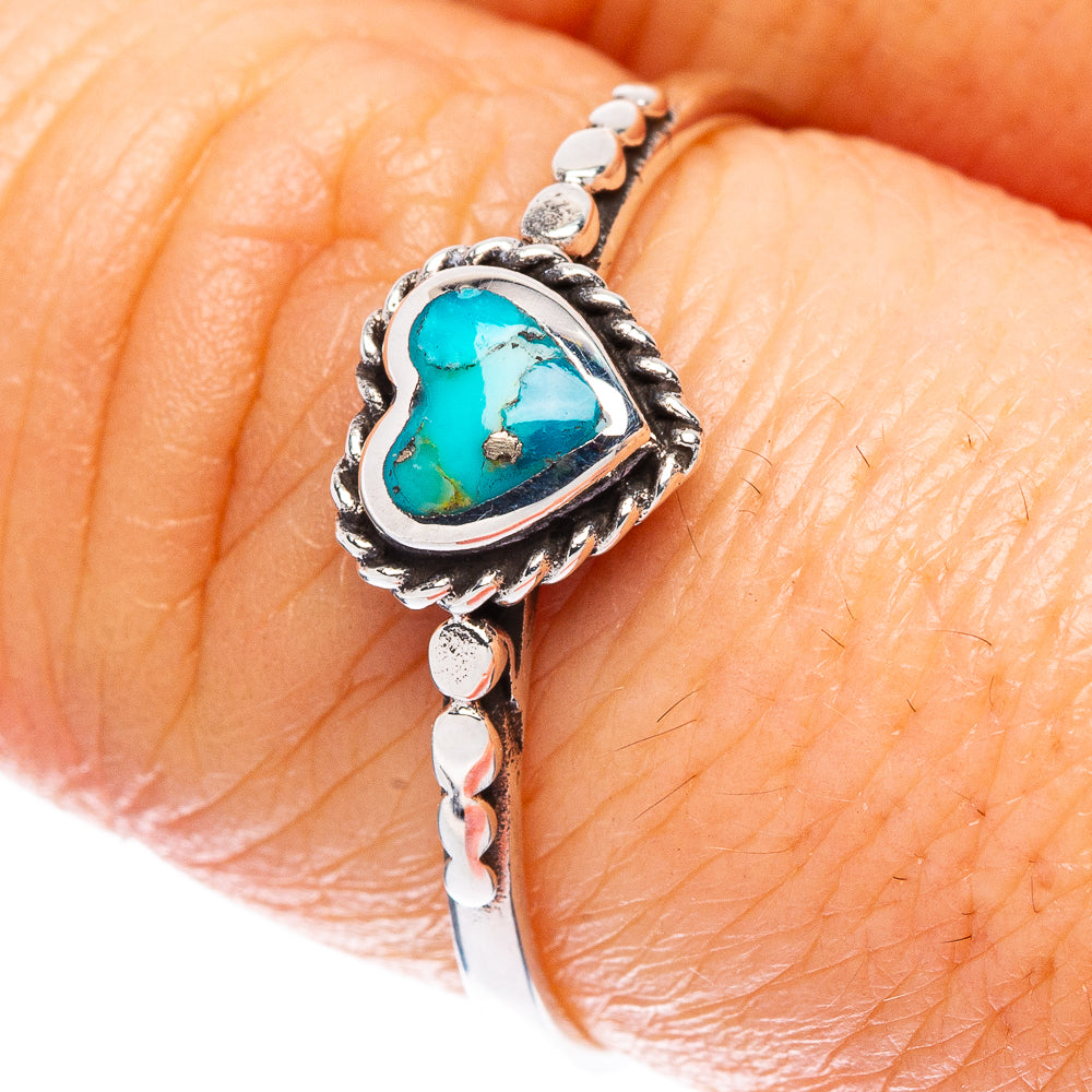 Arizona Turquoise Heart 925 Sterling Silver Ring Size 8.75 Ana Co R2542