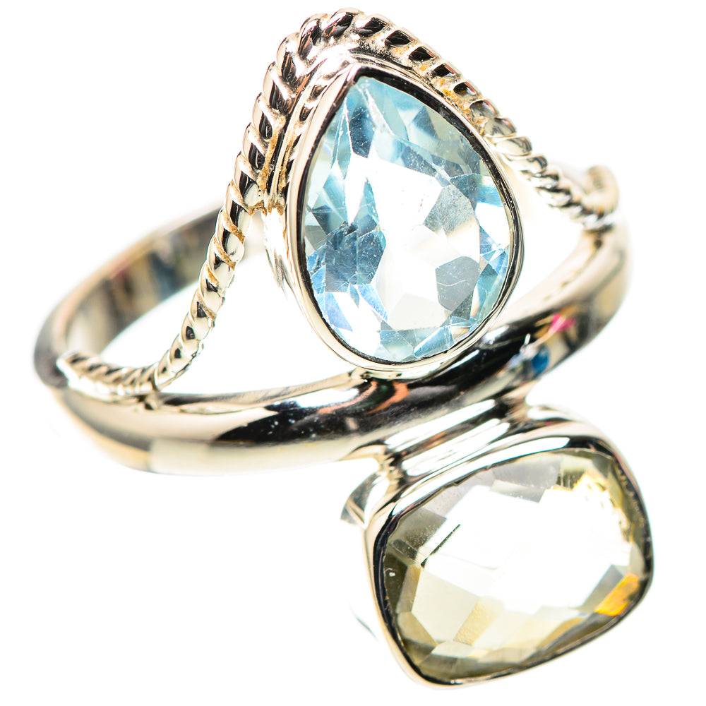Premium White Quartz, Blue Topaz Ring Size 8 (925 Sterling Silver) RING138225