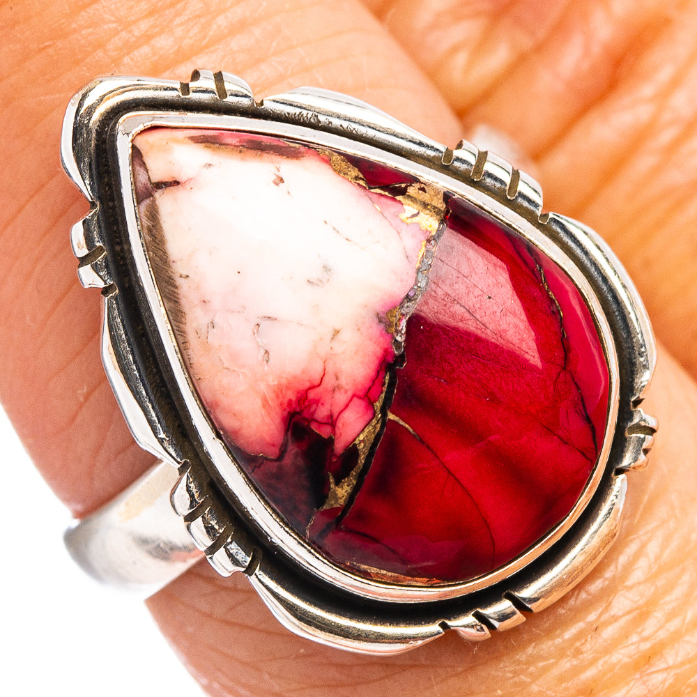 Red Dahlia Mohave Turquoise Ring Size 7.25 (.925 Sterling Silver)