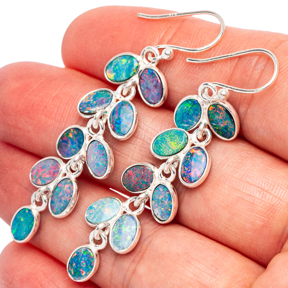 Doublet Opal Earrings 2 1/8" (925 Sterling Silver) E2363