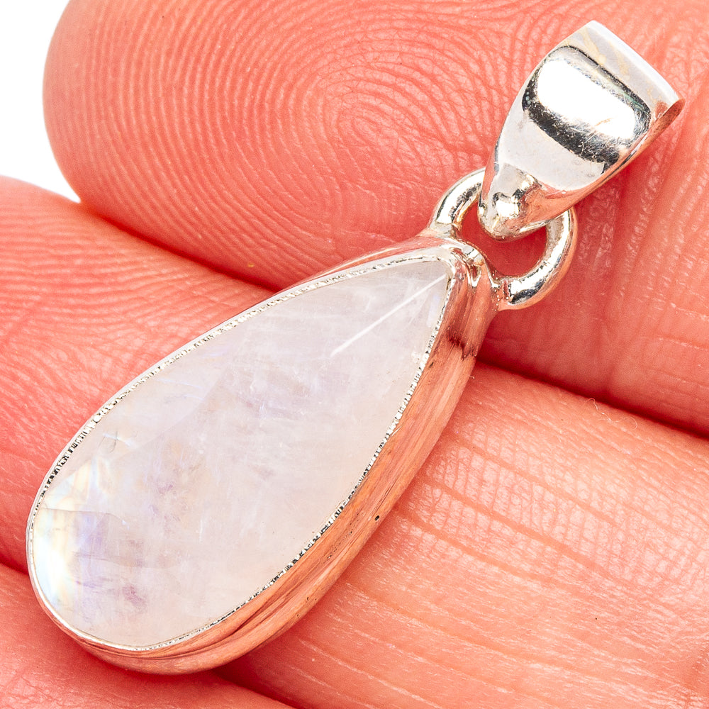 Faceted Rainbow Moonstone Pendant 1 1/8" (925 Sterling Silver) P44953