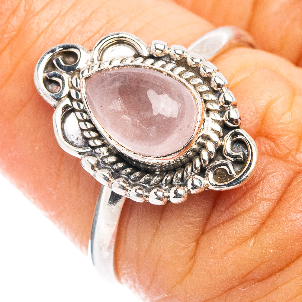 (Classic Series) Rose Quartz Ring Size 6.25 (.925 Sterling Silver)