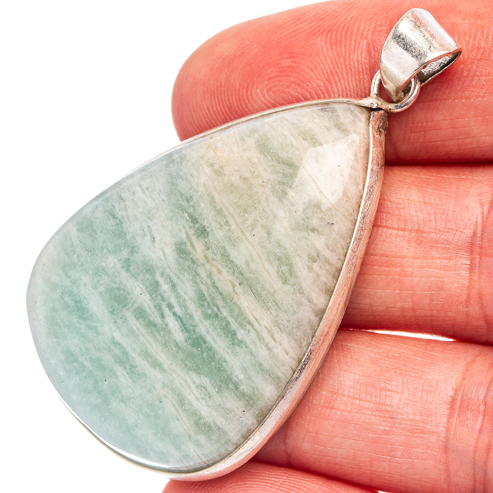 Amazonite Pendant 2 1/8" (Silver Plated)