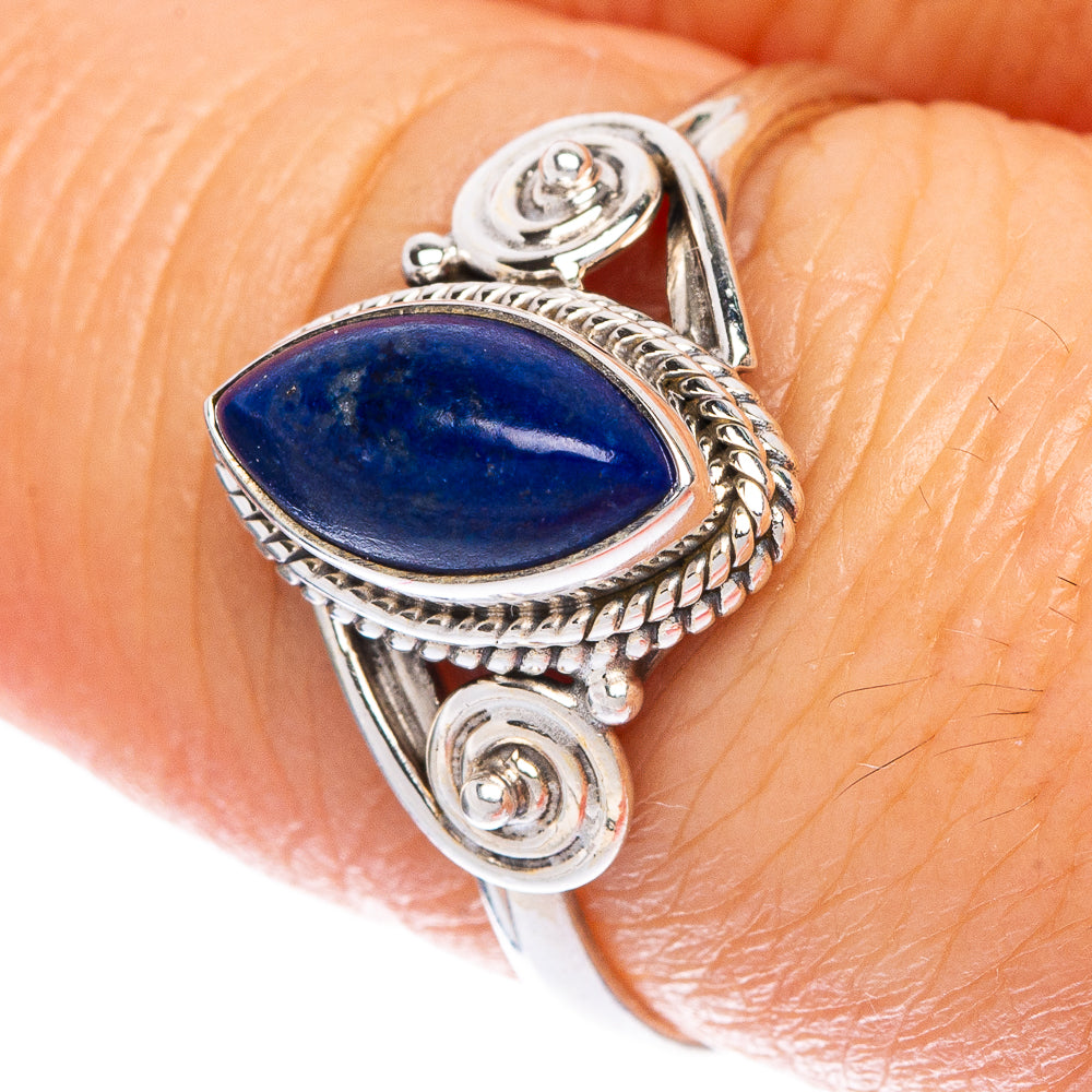 Lapis Lazuli Dainty Ring Size 7.75 (925 Sterling Silver) R1153
