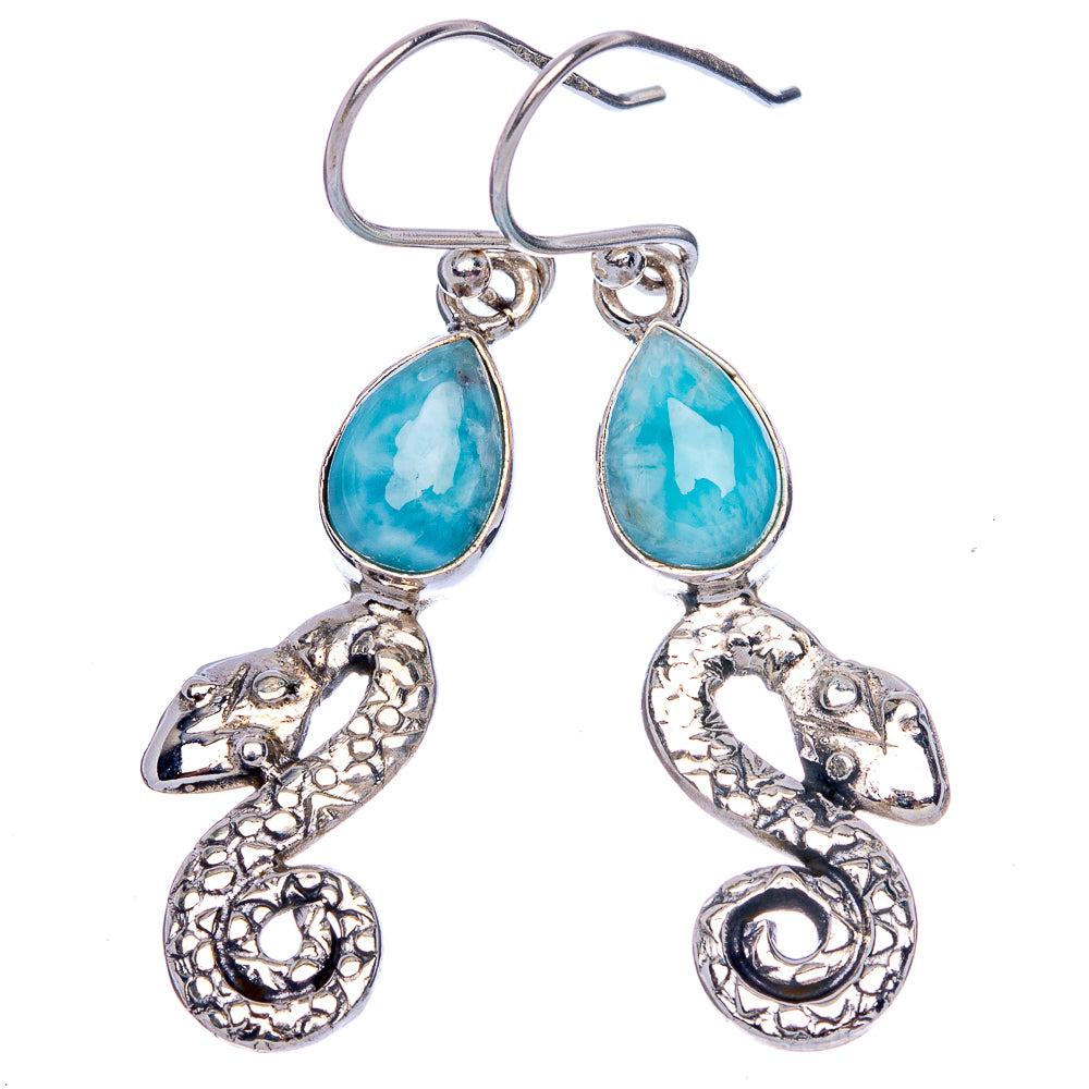 Larimar Snake Earrings 1 5/8" (925 Sterling Silver) E433254