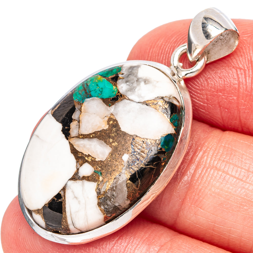 Howlite Chrysocolla Pendant 1 1/2" (925 Sterling Silver) P43361