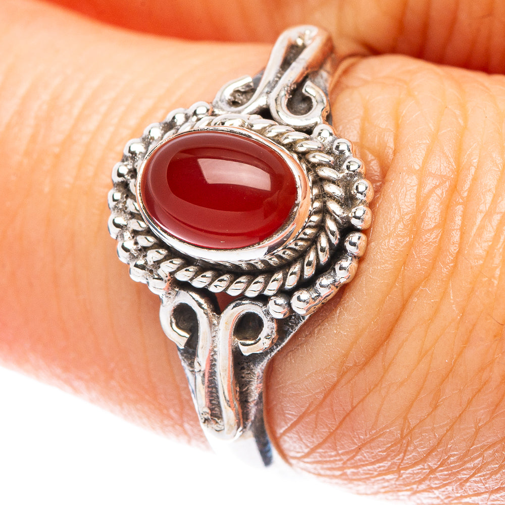 Red Onyx Dainty Ring Size 7 (925 Sterling Silver) R5946
