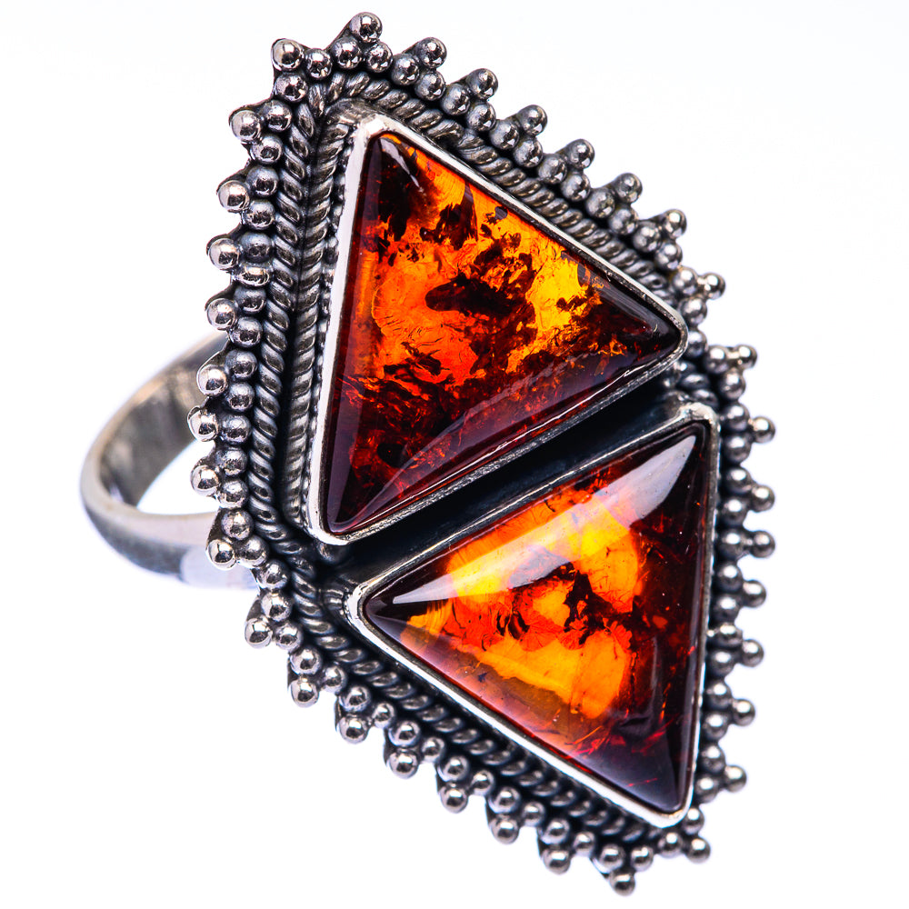 Large Baltic Amber Ring Size 10.75 (925 Sterling Silver) R141257