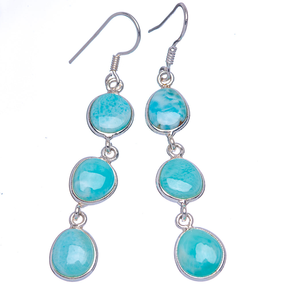 Larimar Earrings 2 1/4" (925 Sterling Silver) E433169