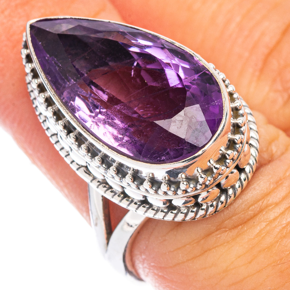 Faceted Amethyst Ring Size 6.75 (925 Sterling Silver) R7440