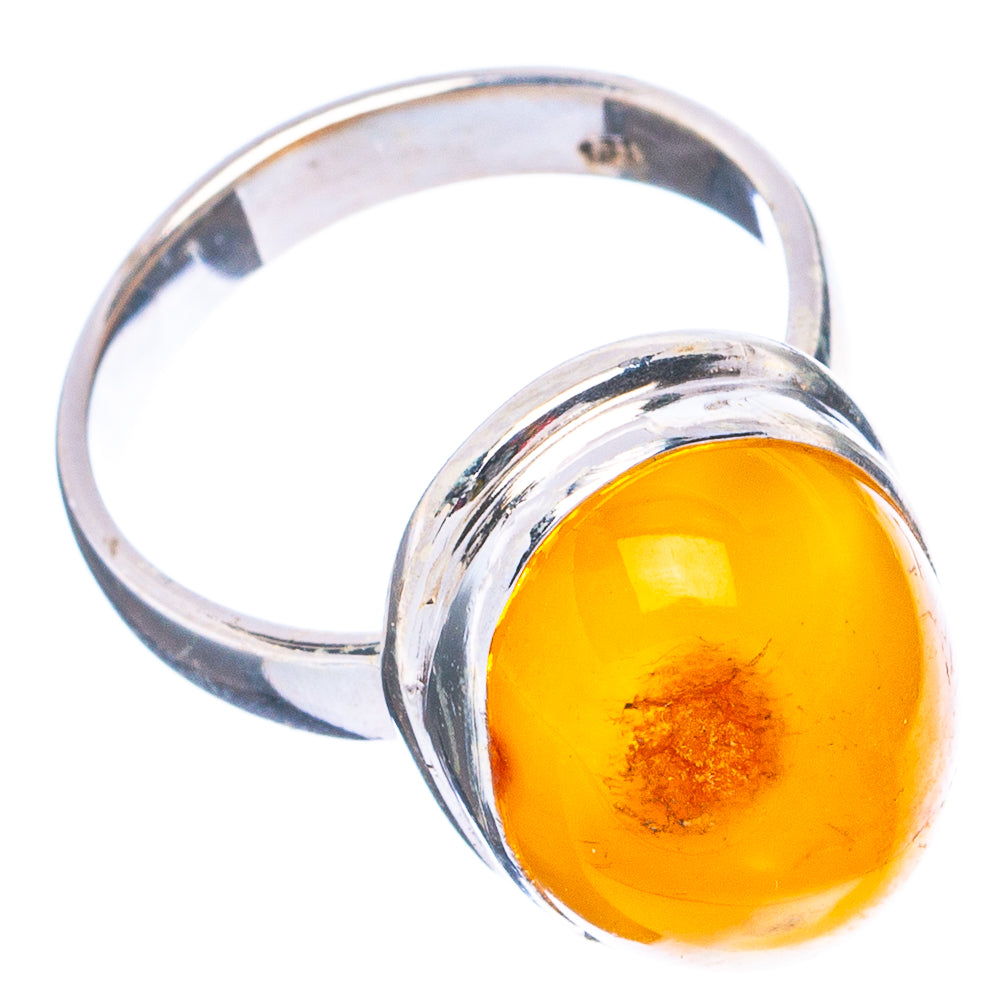 Bone Amber Ring Size 4.75 (.925 Sterling Silver)