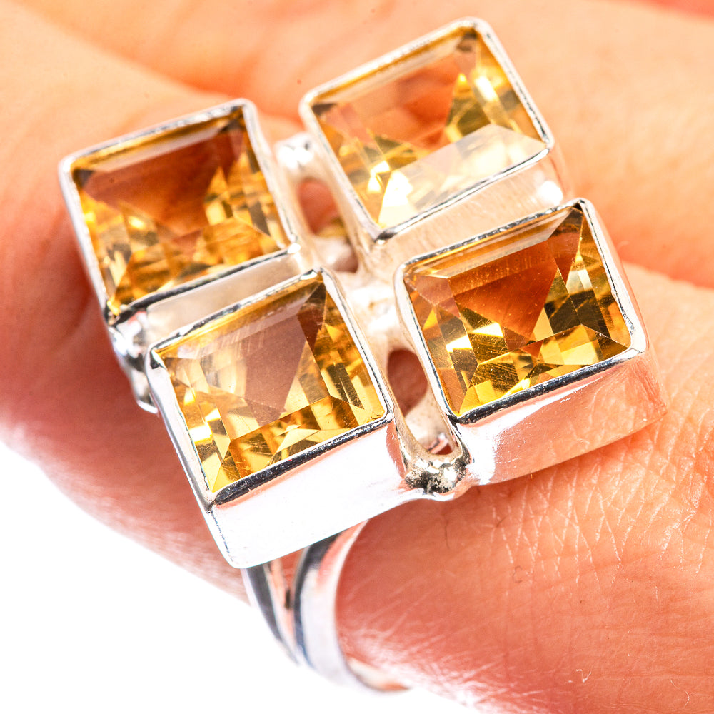 Large Faceted Citrine 925 Sterling Silver Ring Size 9.25