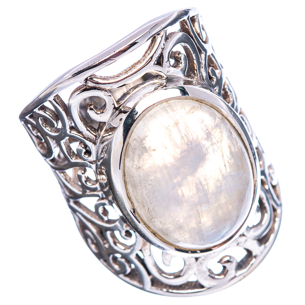 Huge Premium Rainbow Moonstone Ring Size 6.25 (.925 Sterling Silver)