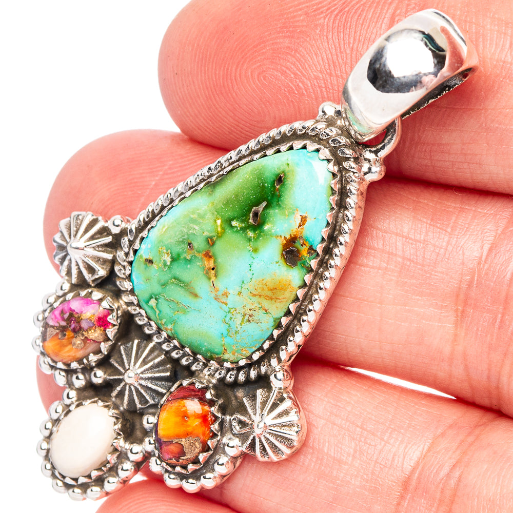 Sonoran Gold Turquoise Native Style Pendant 2 1/8" (.925 Sterling Silver) Exclusive