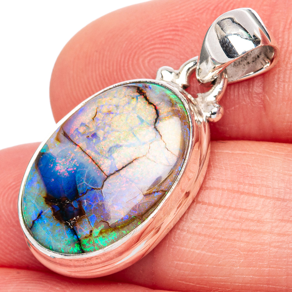Rare Sterling Opal Pendant 1 1/4" (925 Sterling Silver) P42112