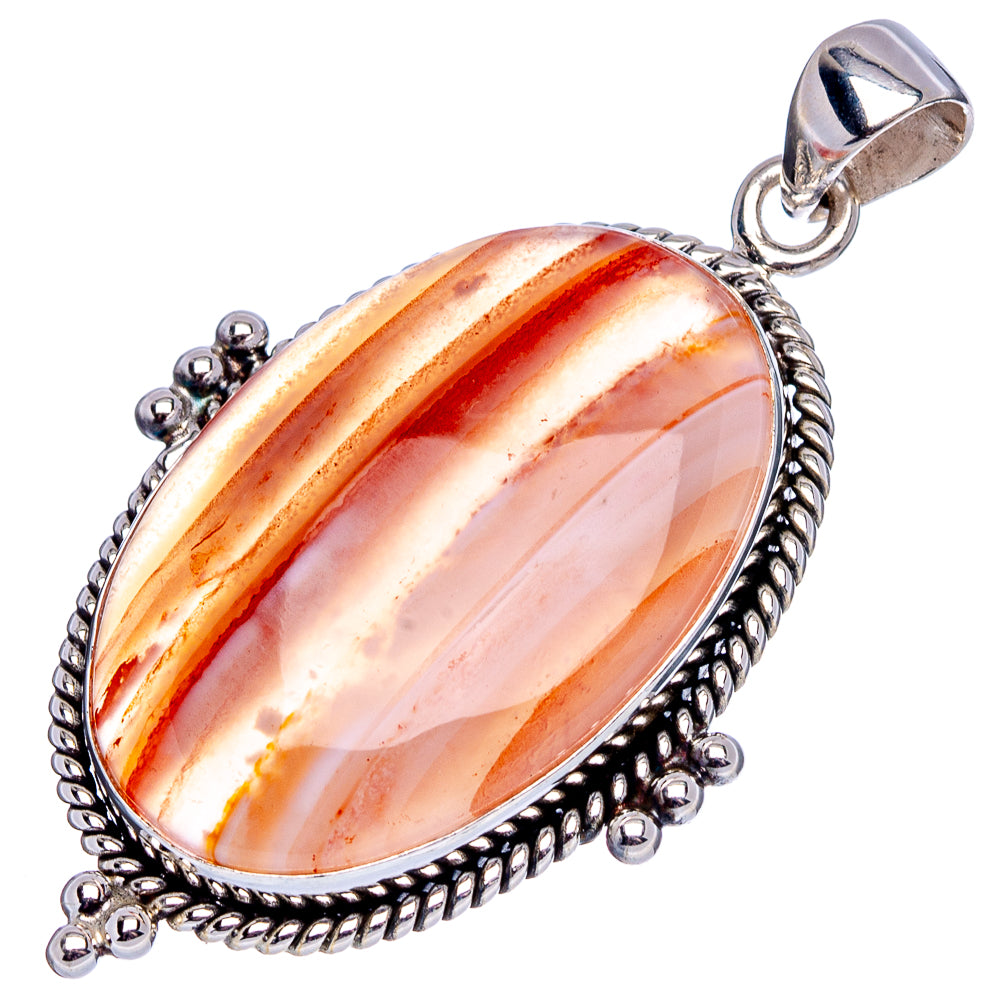 Premium Banded Carnelian Pendant 2" (.925 Sterling Silver)