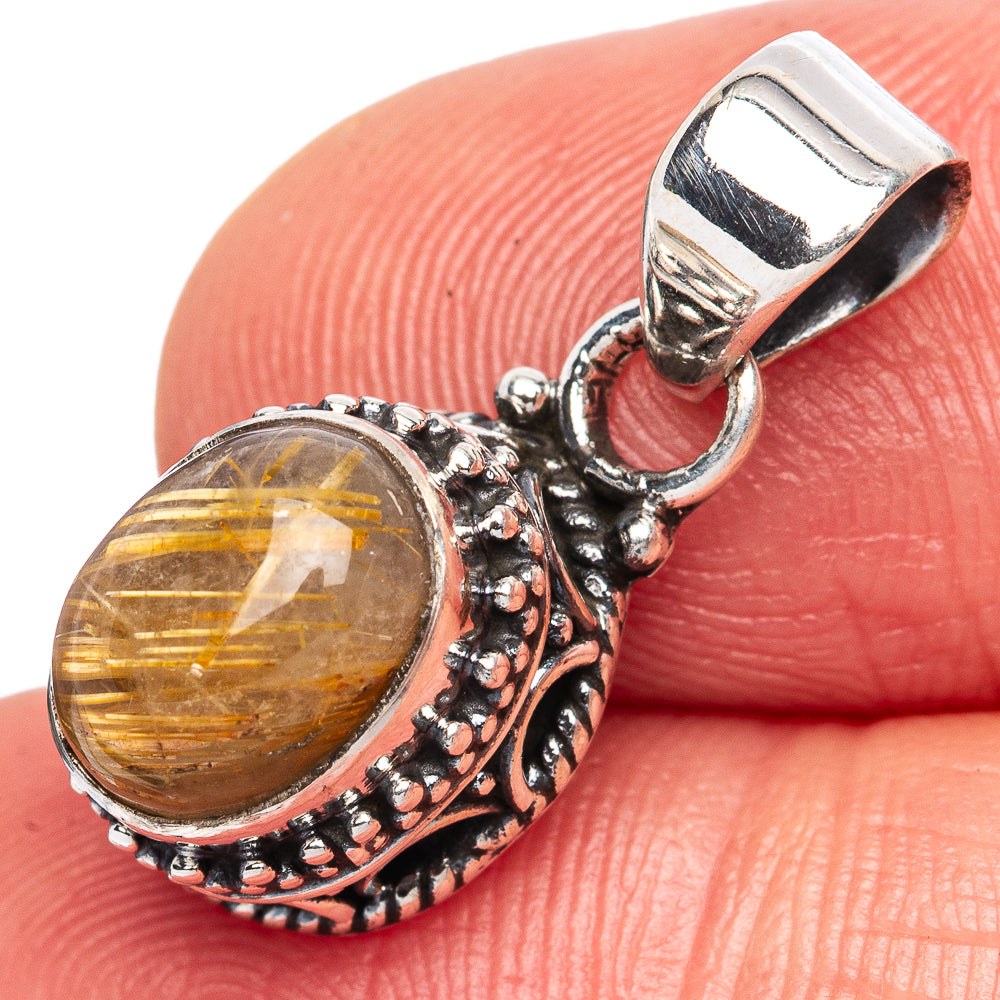 Rutilated Quartz Pendants 7/8" (925 Sterling Silver) P42342