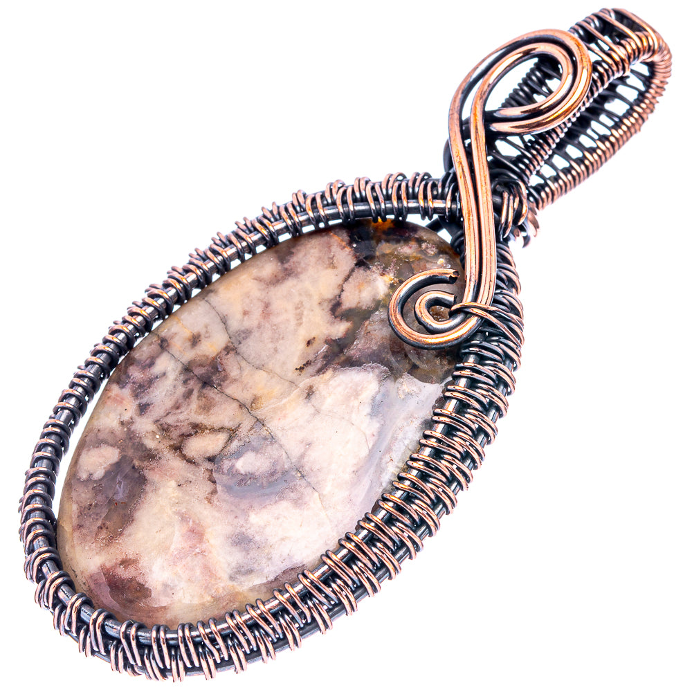 Petrified Palm Root  Wire Wrap Pendant 2 5/8" (Oxidized Copper)