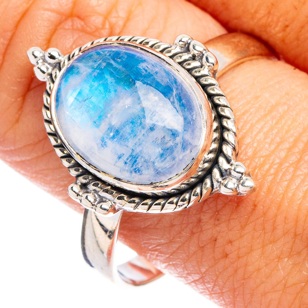 Rainbow Moonstone Ring Size 11.25 (.925 Sterling Silver)