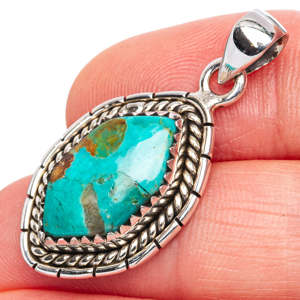 Rare Arizona Turquoise Pendant 1 3/8" (925 Sterling Silver) P42116